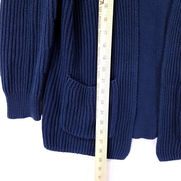 Madewell Nolan Cardigan Women's *Medium Open Front Navy Blue Ribbed Knit Sweater - Picture 4 of 12